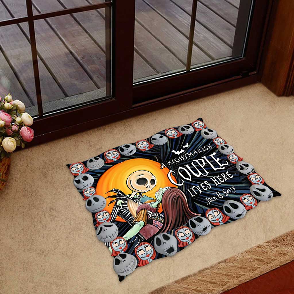 Personalized Nightmare Shaped Doormat Custom Couple Gift Halloween Shaped Doormat GradoCreations