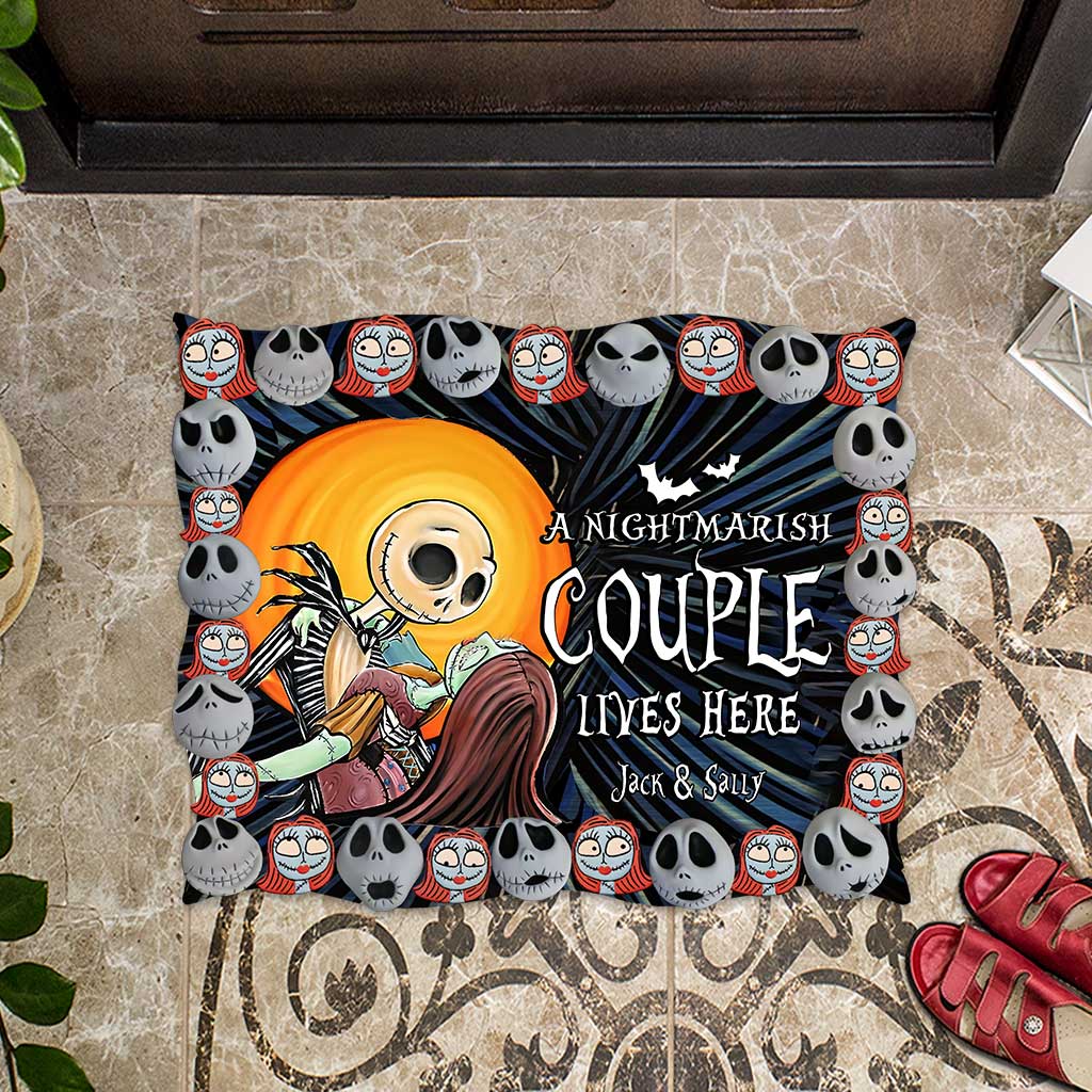 Personalized Nightmare Shaped Doormat Custom Couple Gift Halloween Shaped Doormat GradoCreations