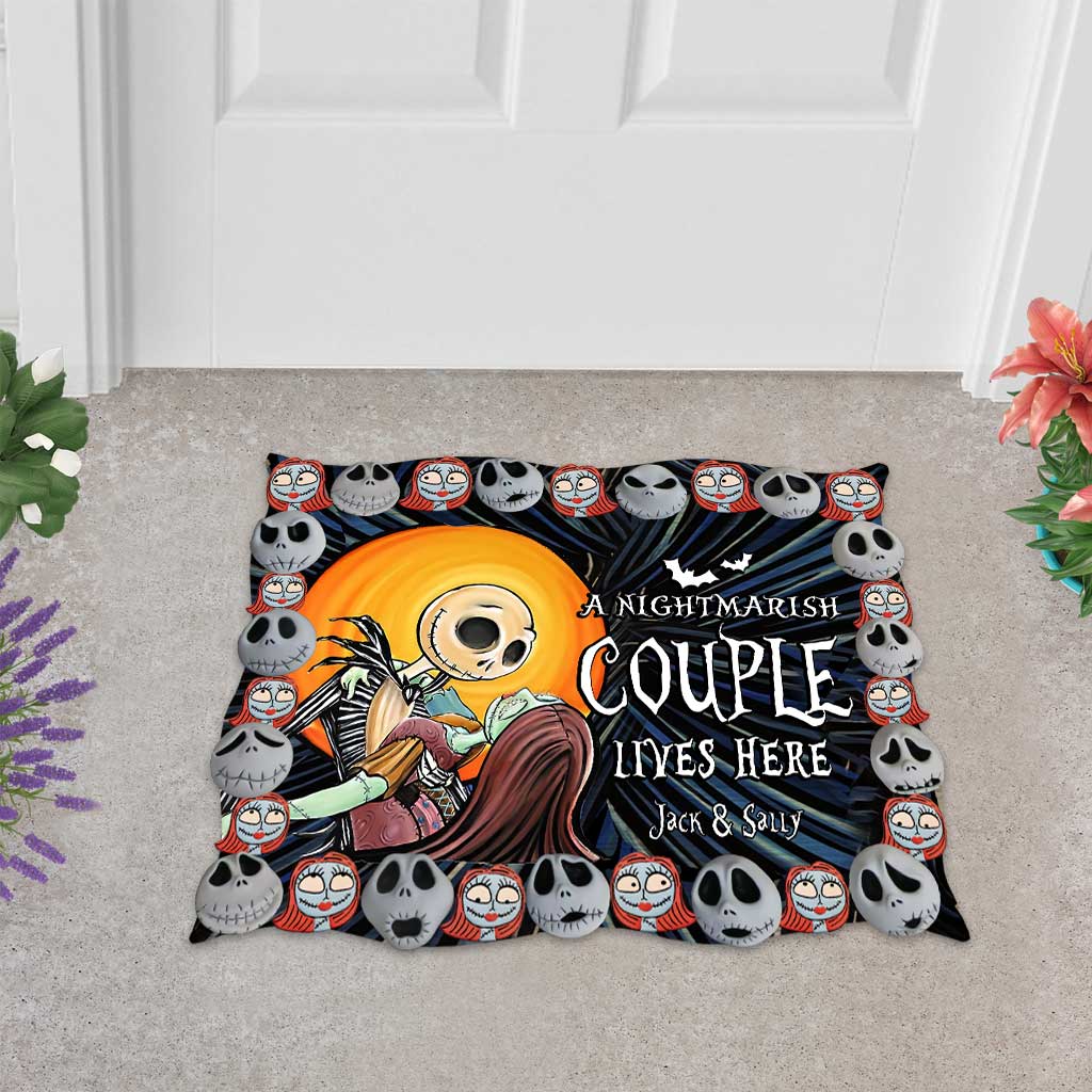Personalized Nightmare Shaped Doormat Custom Couple Gift Halloween Shaped Doormat GradoCreations