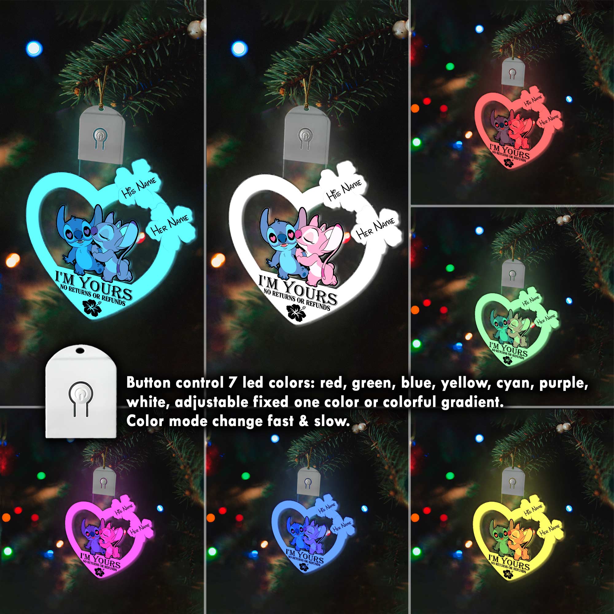 Personalized LED Acrylic Ornament I'm Yours Gift for Couples Led Acrylic Ornament GradoCreations