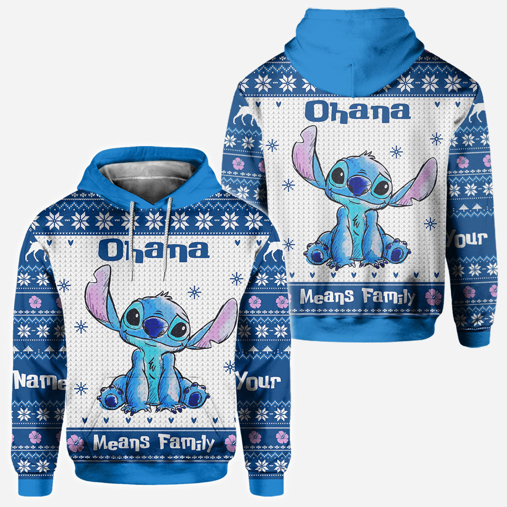 Personalized Ohana Means Family Christmas Hoodie All Over Print All Over Shirt GradoCreations