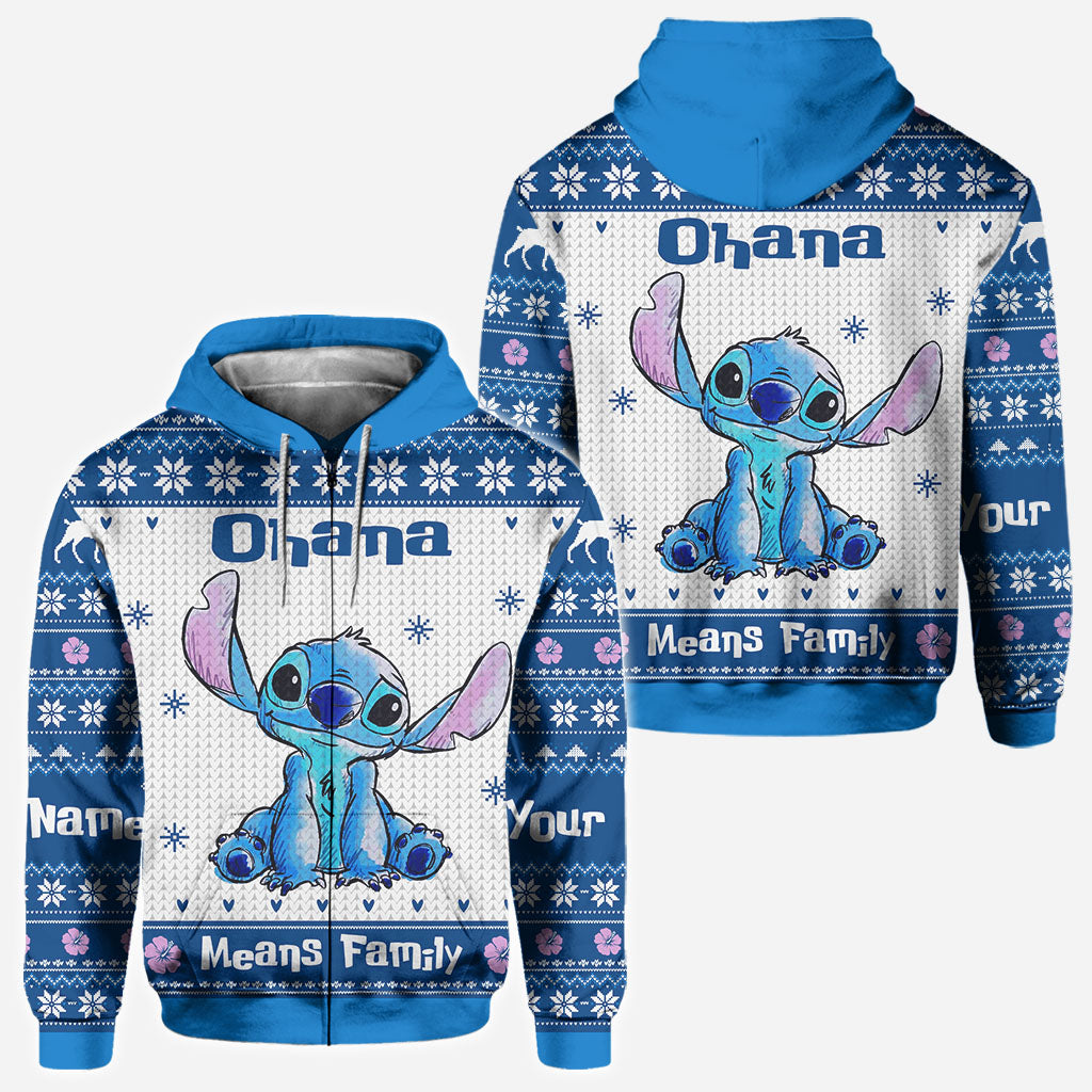 Personalized Ohana Means Family Christmas Hoodie All Over Print All Over Shirt GradoCreations
