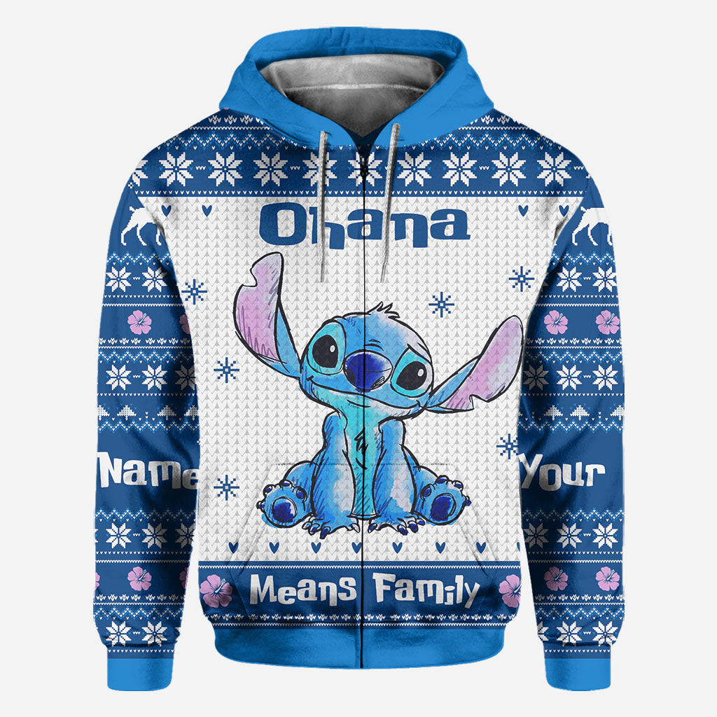 Personalized Ohana Means Family Christmas Hoodie All Over Print All Over Shirt GradoCreations