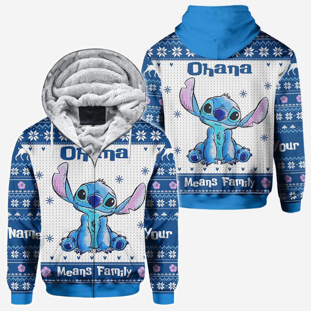 Personalized Ohana Means Family Christmas Hoodie All Over Print All Over Shirt GradoCreations