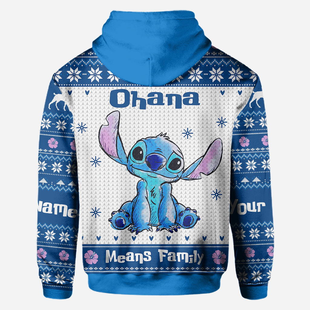 Personalized Ohana Means Family Christmas Hoodie All Over Print All Over Shirt GradoCreations