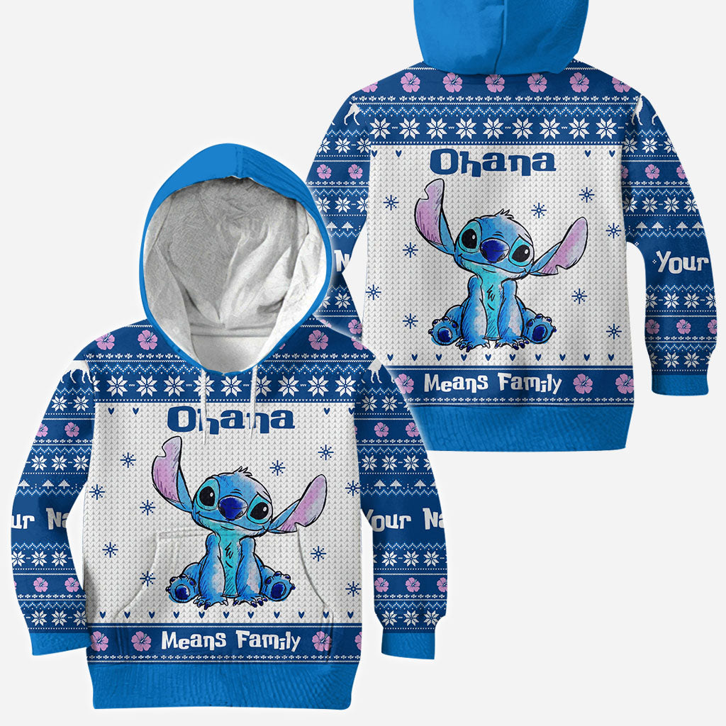Personalized Ohana Means Family Christmas Hoodie All Over Print All Over Shirt GradoCreations