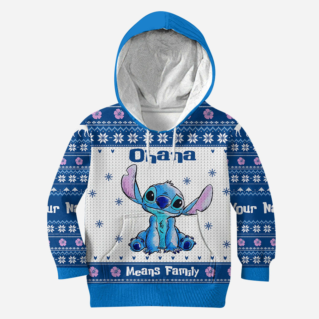 Personalized Ohana Means Family Christmas Hoodie All Over Print All Over Shirt GradoCreations