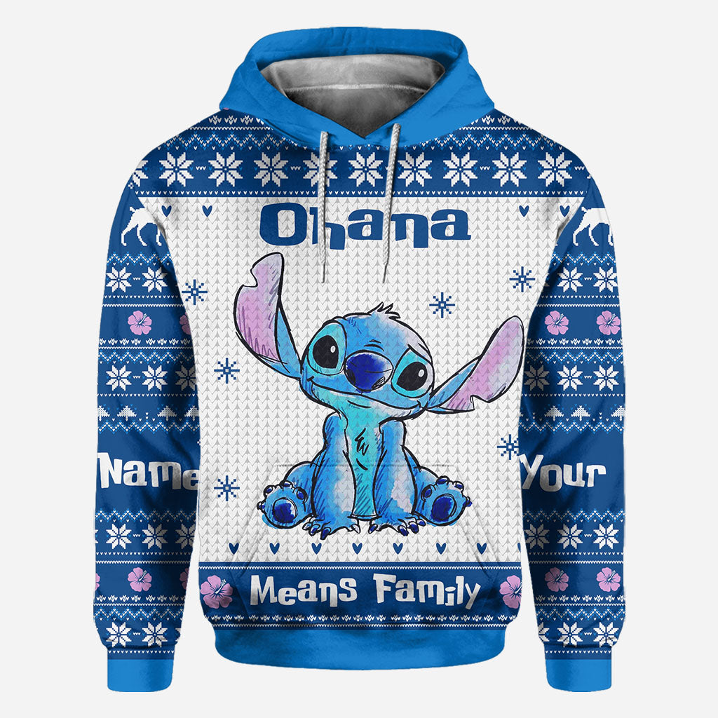 Personalized Ohana Means Family Christmas Hoodie All Over Print All Over Shirt GradoCreations