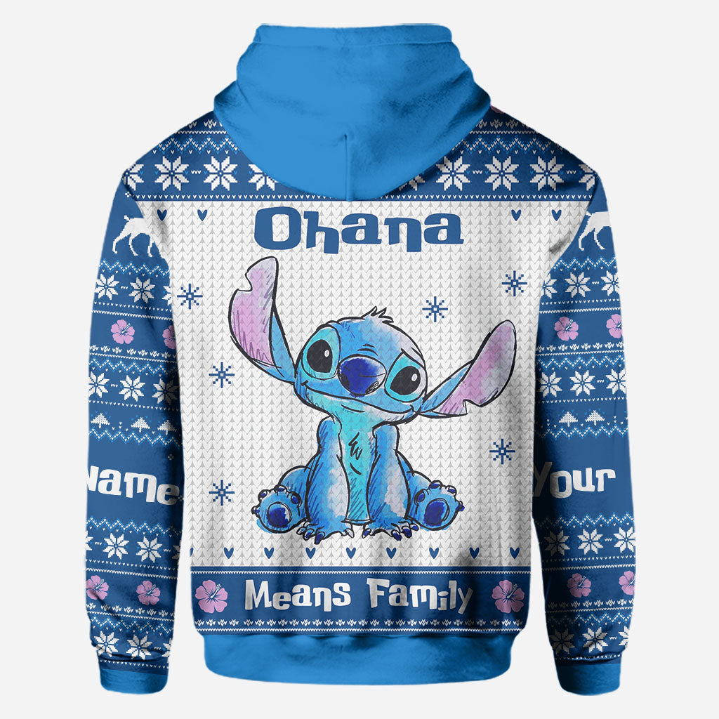 Personalized Ohana Means Family Christmas Hoodie All Over Print All Over Shirt GradoCreations