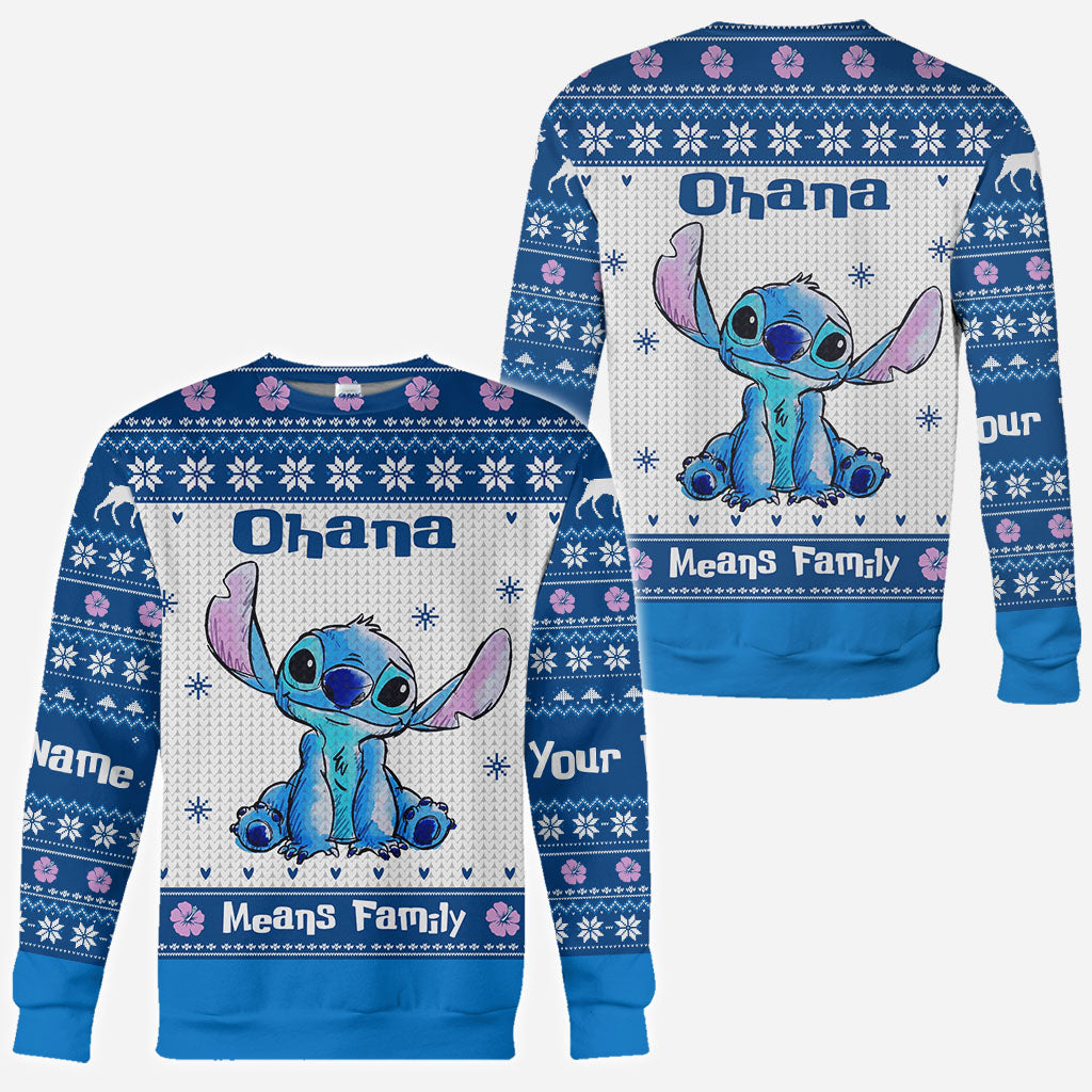 Personalized Ohana Means Family Christmas Hoodie All Over Print All Over Shirt GradoCreations