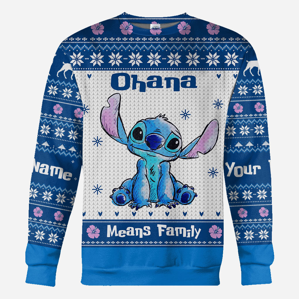 Personalized Ohana Means Family Christmas Hoodie All Over Print All Over Shirt GradoCreations