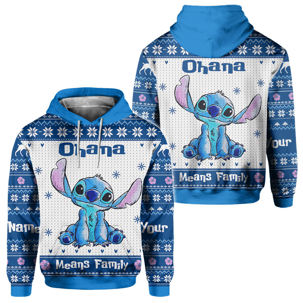 Personalized Ohana Means Family Christmas Hoodie All Over Print All Over Shirt GradoCreations