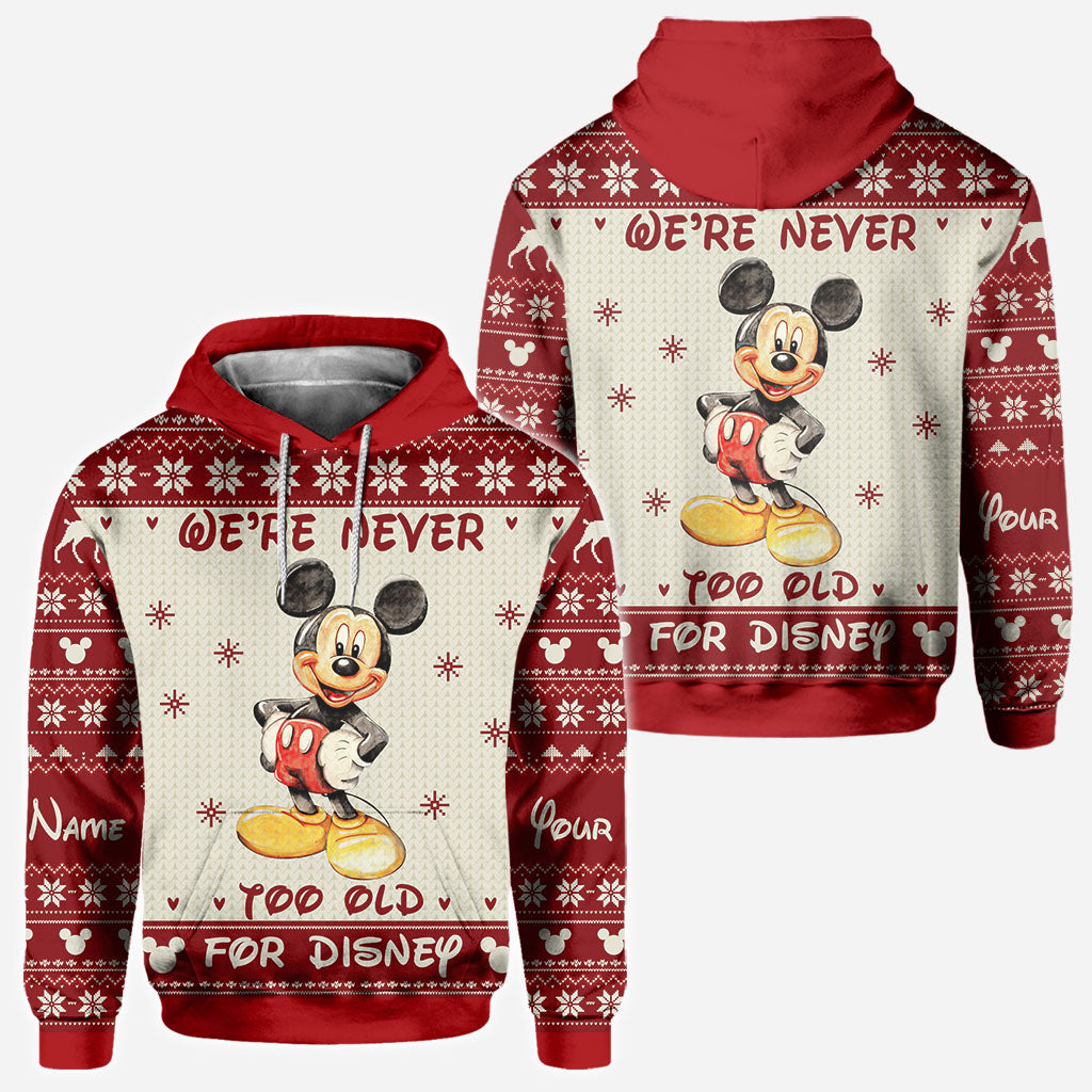 Personalized Christmas Mickey Mouse All Over Hoodie Custom Name Gift for Disney Lovers All Over Shirt GradoCreations