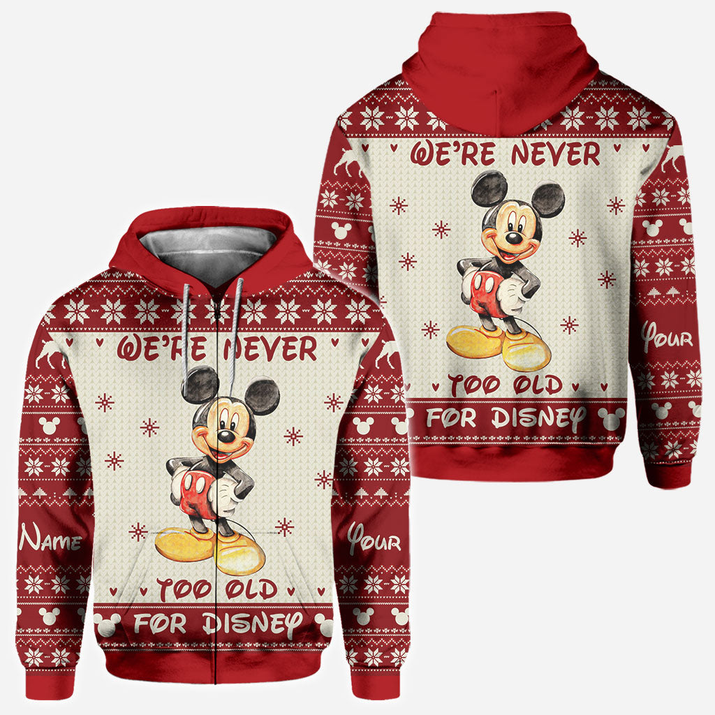 Personalized Christmas Mickey Mouse All Over Hoodie Custom Name Gift for Disney Lovers All Over Shirt GradoCreations