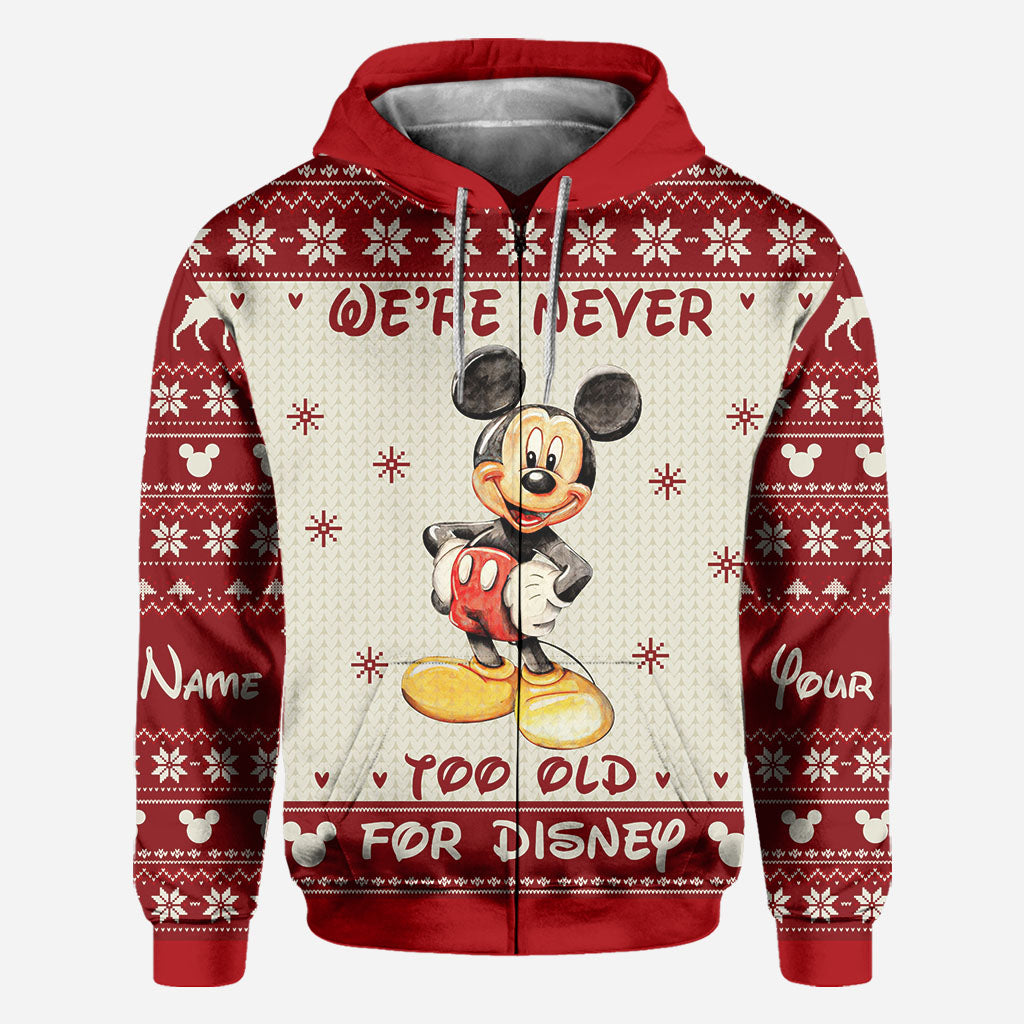 Personalized Christmas Mickey Mouse All Over Hoodie Custom Name Gift for Disney Lovers All Over Shirt GradoCreations