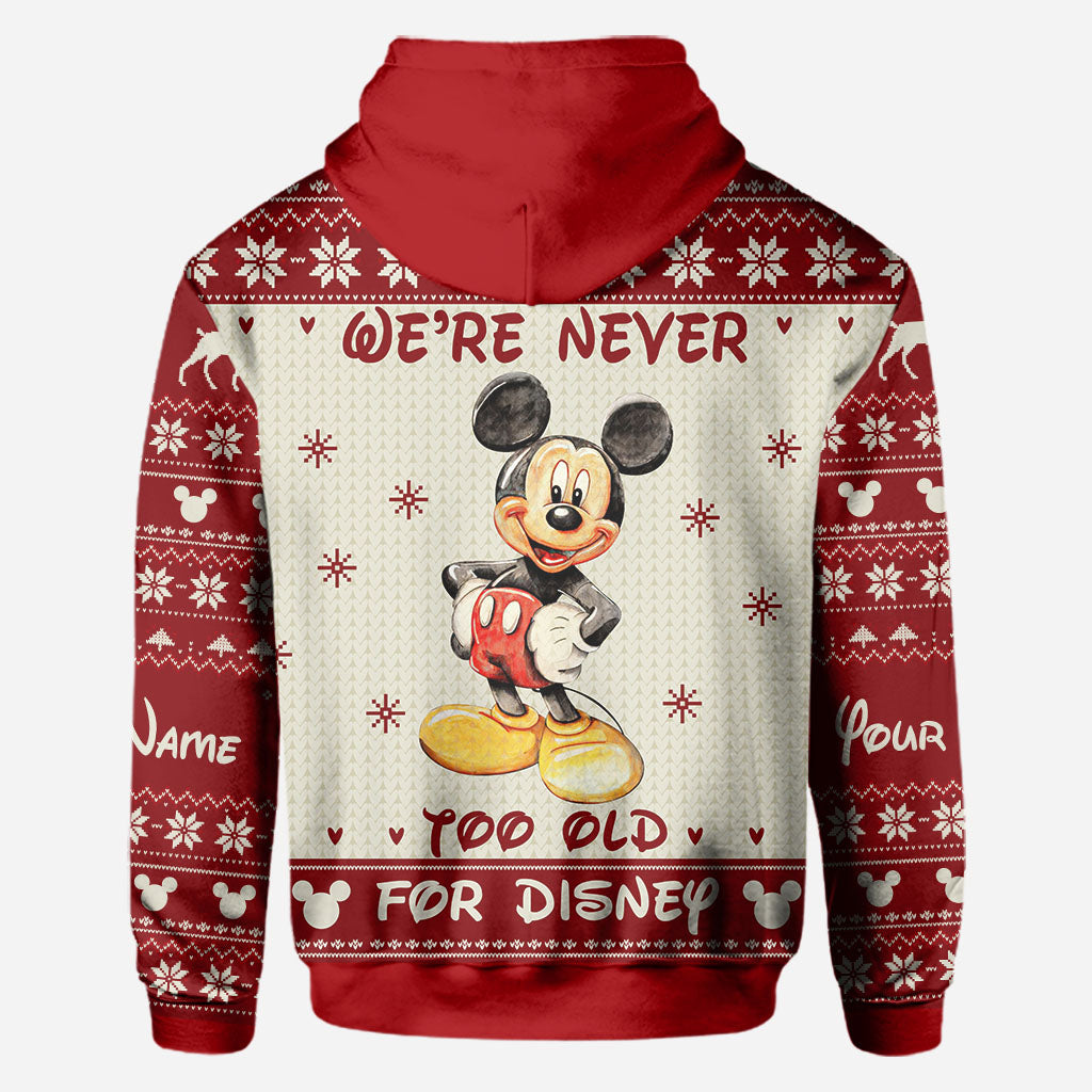 Personalized Christmas Mickey Mouse All Over Hoodie Custom Name Gift for Disney Lovers All Over Shirt GradoCreations