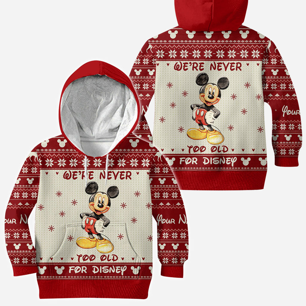 Personalized Christmas Mickey Mouse All Over Hoodie Custom Name Gift for Disney Lovers All Over Shirt GradoCreations