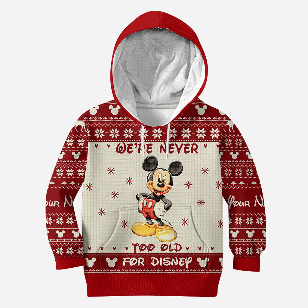 Personalized Christmas Mickey Mouse All Over Hoodie Custom Name Gift for Disney Lovers All Over Shirt GradoCreations