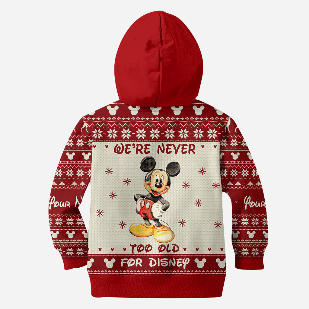 Personalized Christmas Mickey Mouse All Over Hoodie Custom Name Gift for Disney Lovers All Over Shirt GradoCreations