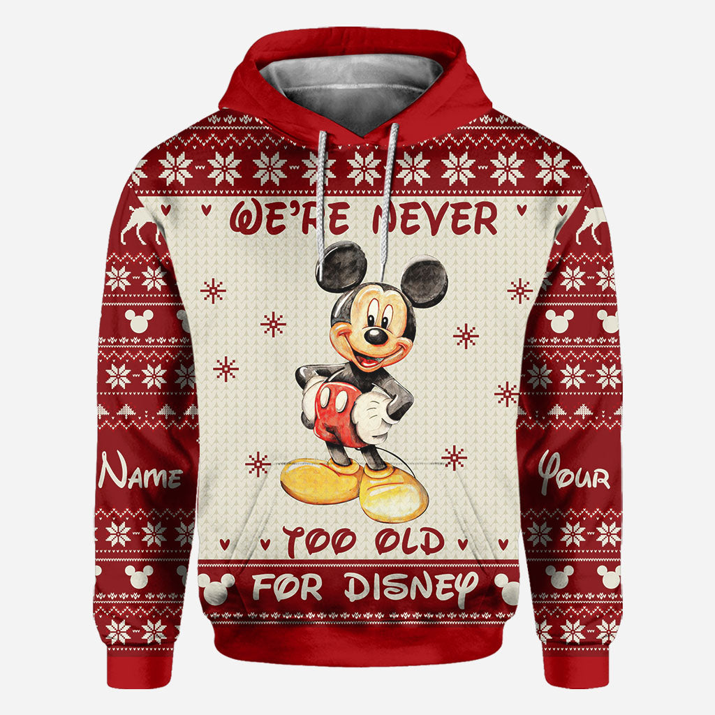 Personalized Christmas Mickey Mouse All Over Hoodie Custom Name Gift for Disney Lovers All Over Shirt GradoCreations