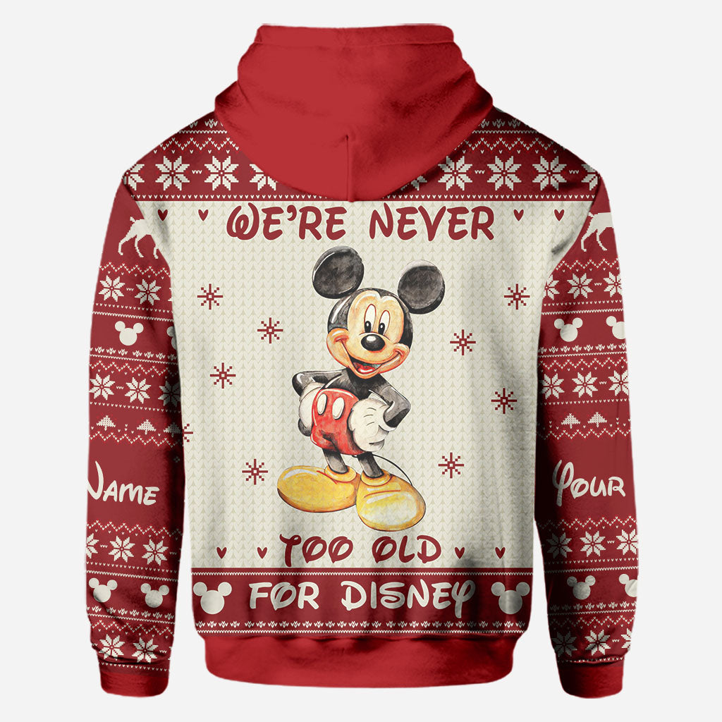 Personalized Christmas Mickey Mouse All Over Hoodie Custom Name Gift for Disney Lovers All Over Shirt GradoCreations