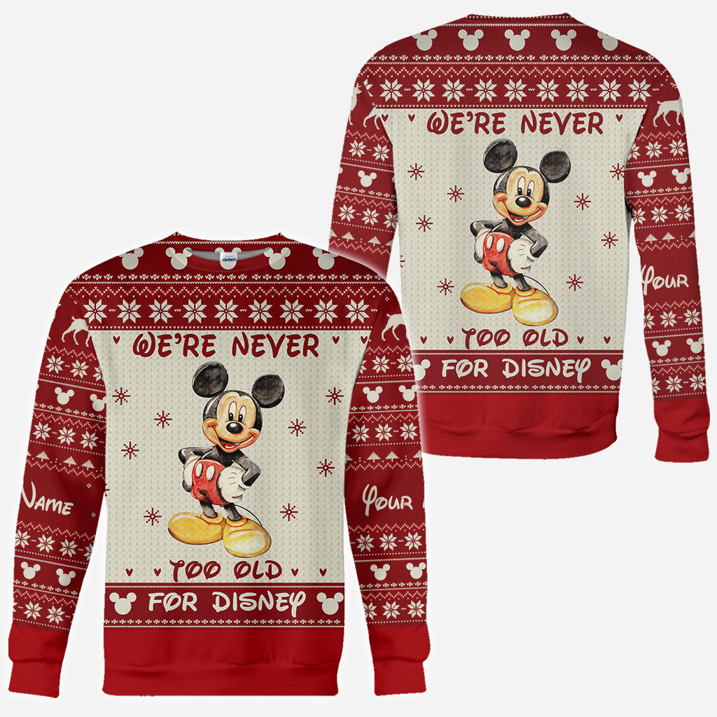 Personalized Christmas Mickey Mouse All Over Hoodie Custom Name Gift for Disney Lovers All Over Shirt GradoCreations