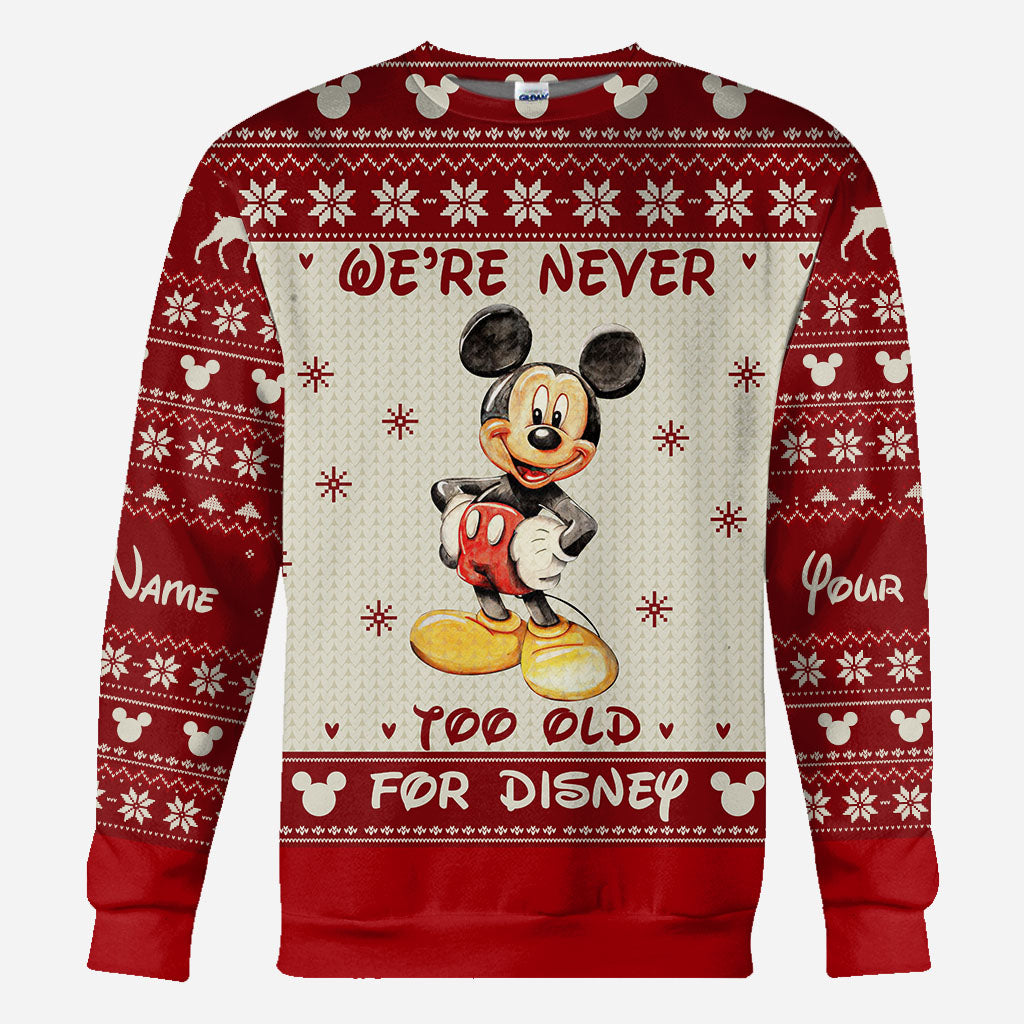 Personalized Christmas Mickey Mouse All Over Hoodie Custom Name Gift for Disney Lovers All Over Shirt GradoCreations
