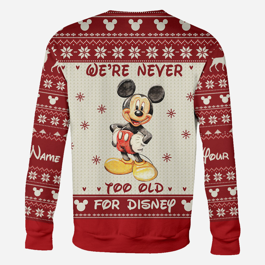 Personalized Christmas Mickey Mouse All Over Hoodie Custom Name Gift for Disney Lovers All Over Shirt GradoCreations