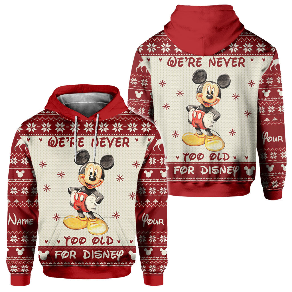 Personalized Christmas Mickey Mouse All Over Hoodie Custom Name Gift for Disney Lovers All Over Shirt GradoCreations