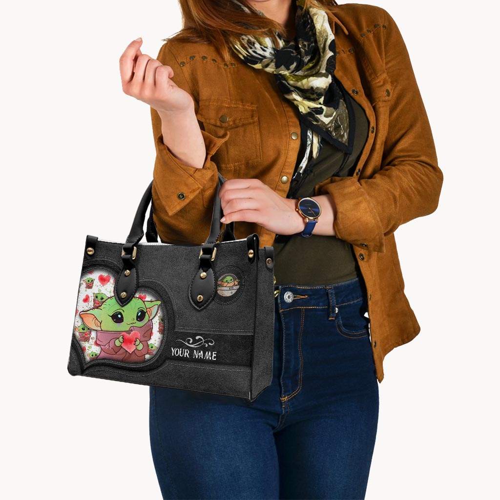Personalized Leather Handbag Cute Character Custom Name Gift for Her Leather Handbag GradoCreations