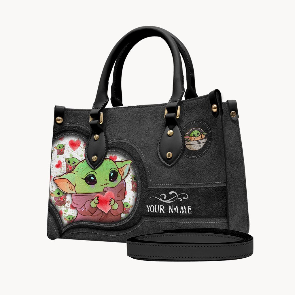 Personalized Leather Handbag Cute Character Custom Name Gift for Her Leather Handbag GradoCreations