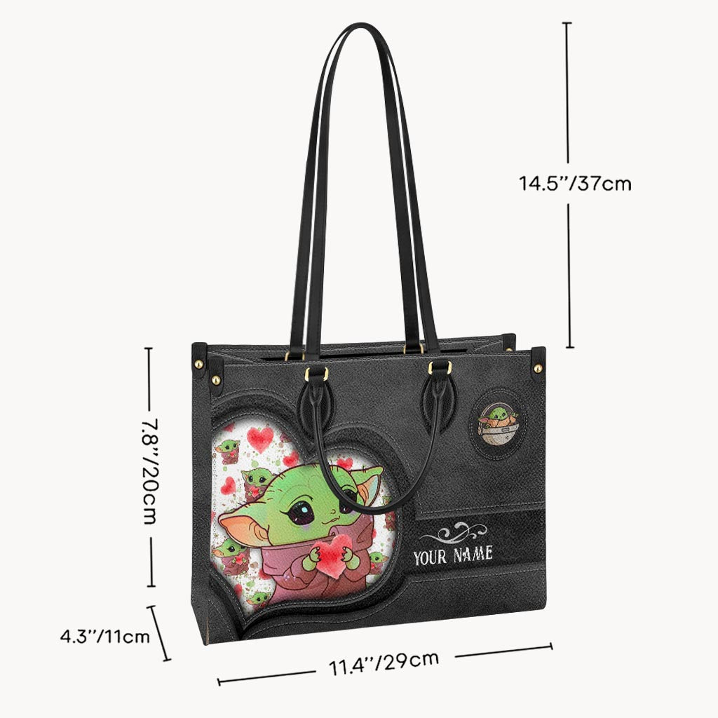 Personalized Leather Handbag Cute Character Custom Name Gift for Her Leather Handbag GradoCreations