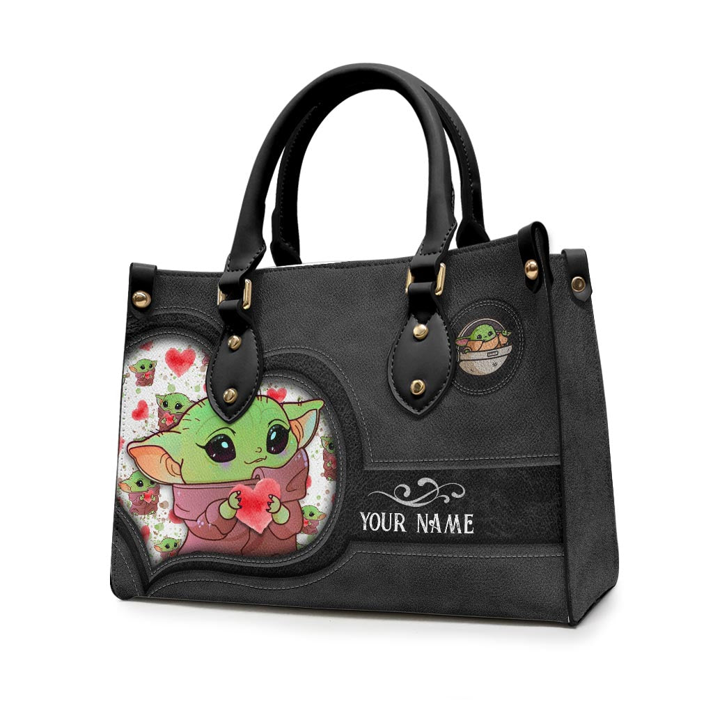 Personalized Leather Handbag Cute Character Custom Name Gift for Her Leather Handbag GradoCreations