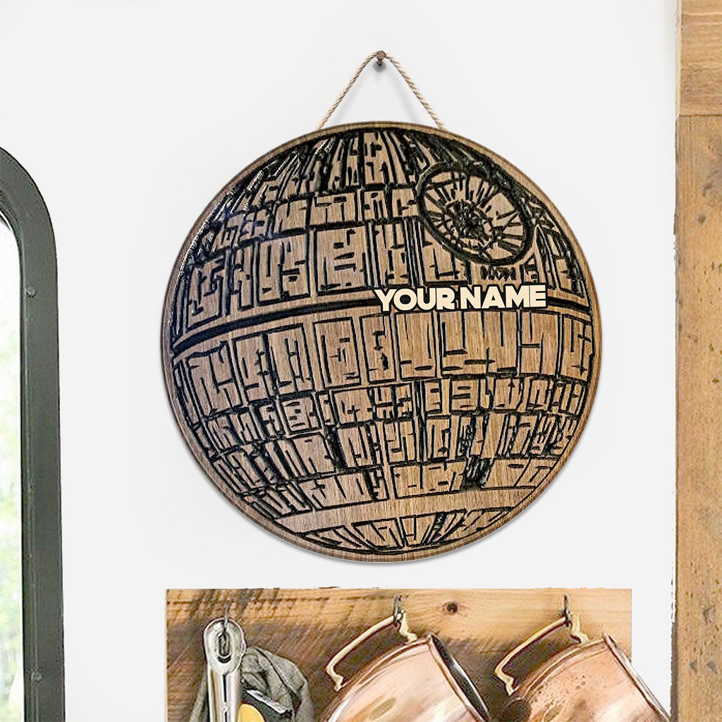 Personalized Death Star Round Wood Sign Custom Name Gift Round Wood Sign GradoCreations