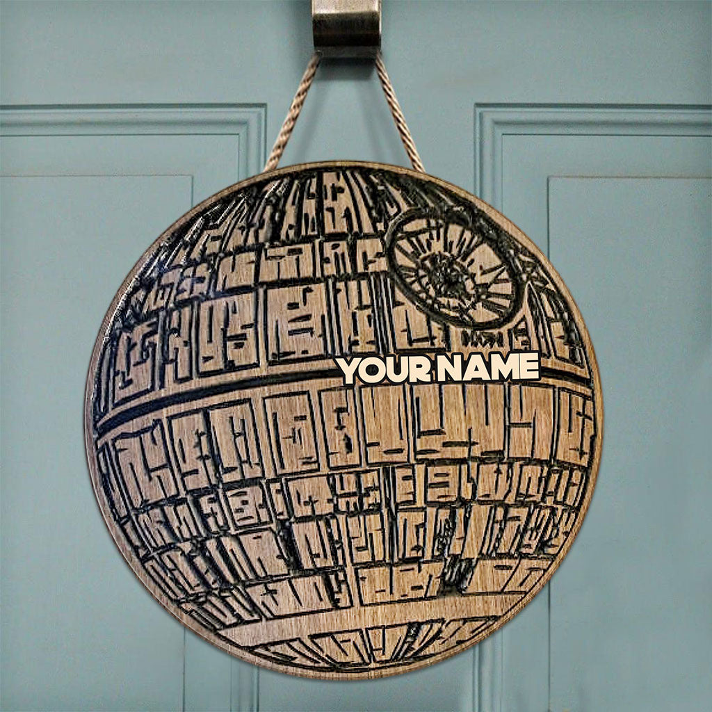 Personalized Death Star Round Wood Sign Custom Name Gift Round Wood Sign GradoCreations