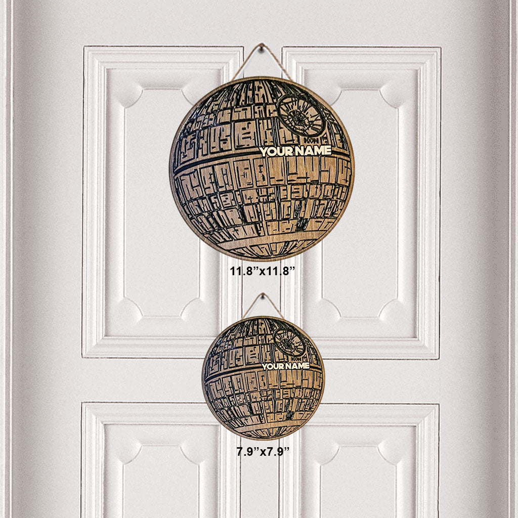 Personalized Death Star Round Wood Sign Custom Name Gift Round Wood Sign GradoCreations