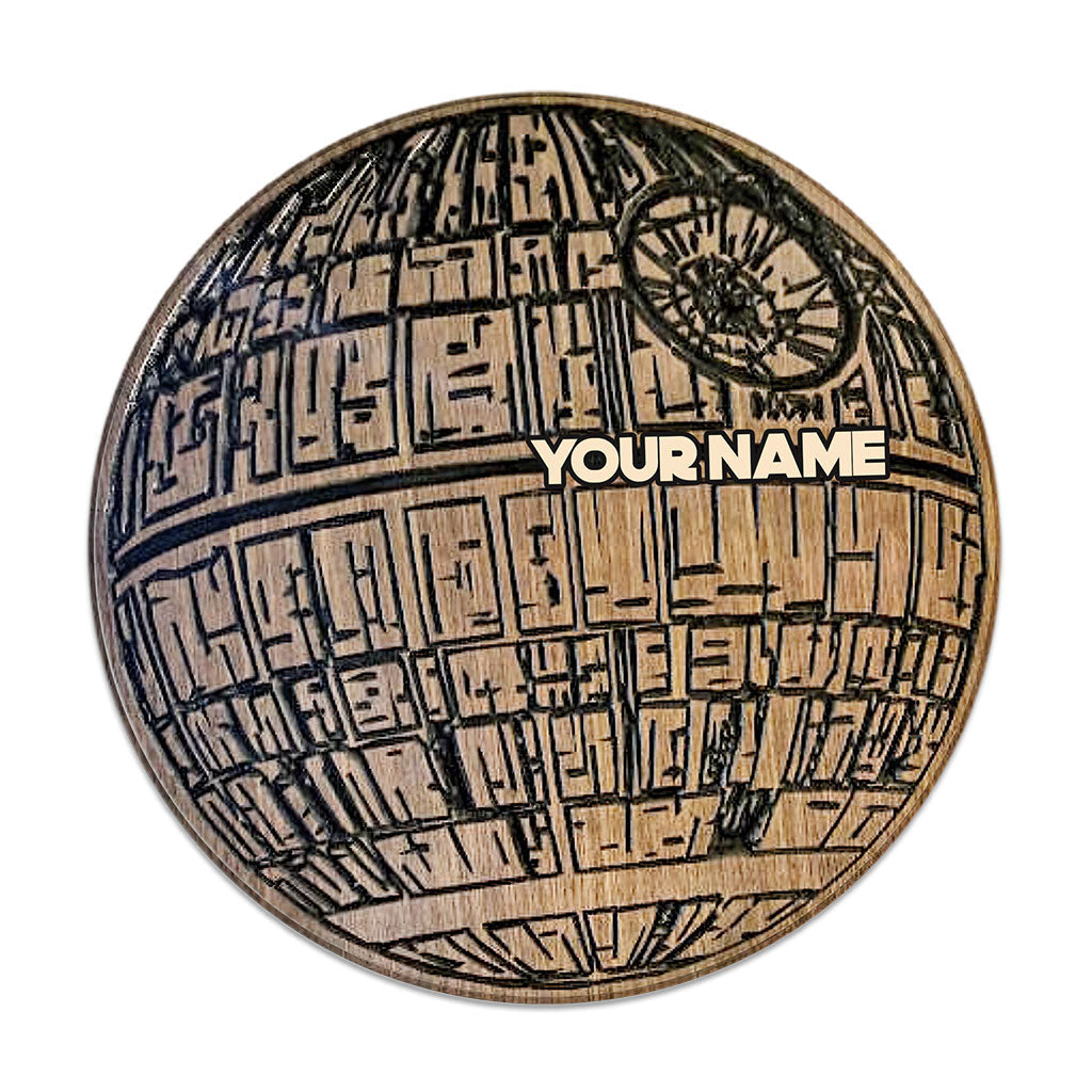 Personalized Death Star Round Wood Sign Custom Name Gift Round Wood Sign GradoCreations
