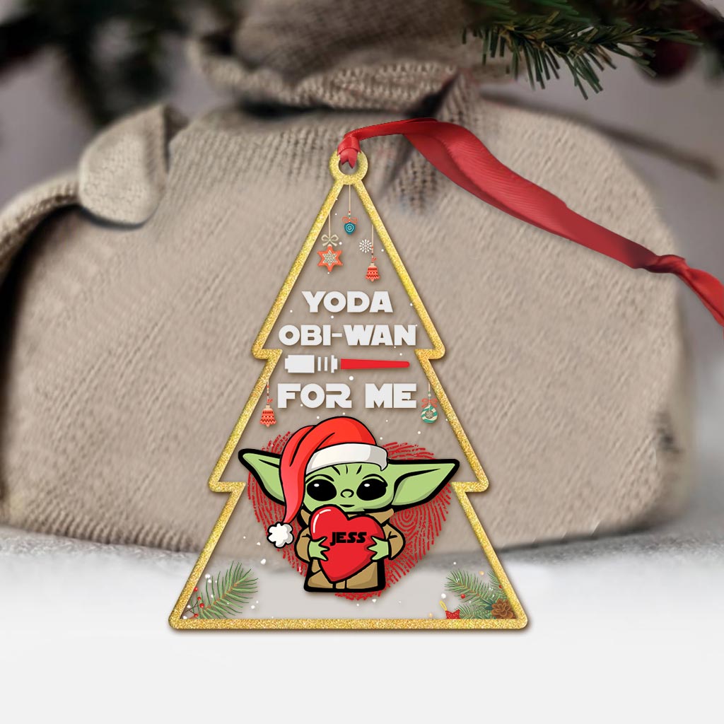 Personalized Yoda Obi-Wan Ornament Custom Name Gift for Christmas One-sided Ornament GradoCreations