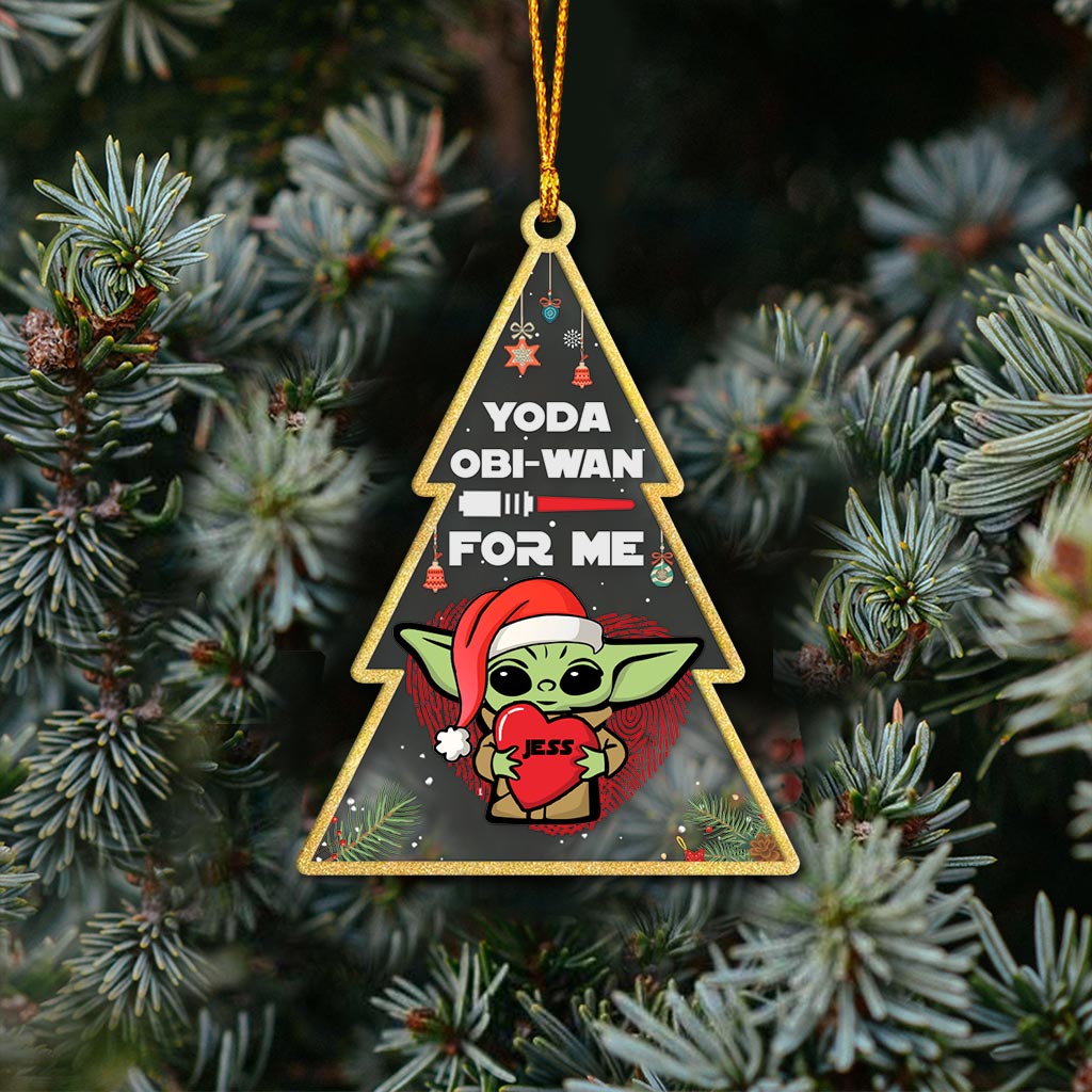 Personalized Yoda Obi-Wan Ornament Custom Name Gift for Christmas One-sided Ornament GradoCreations