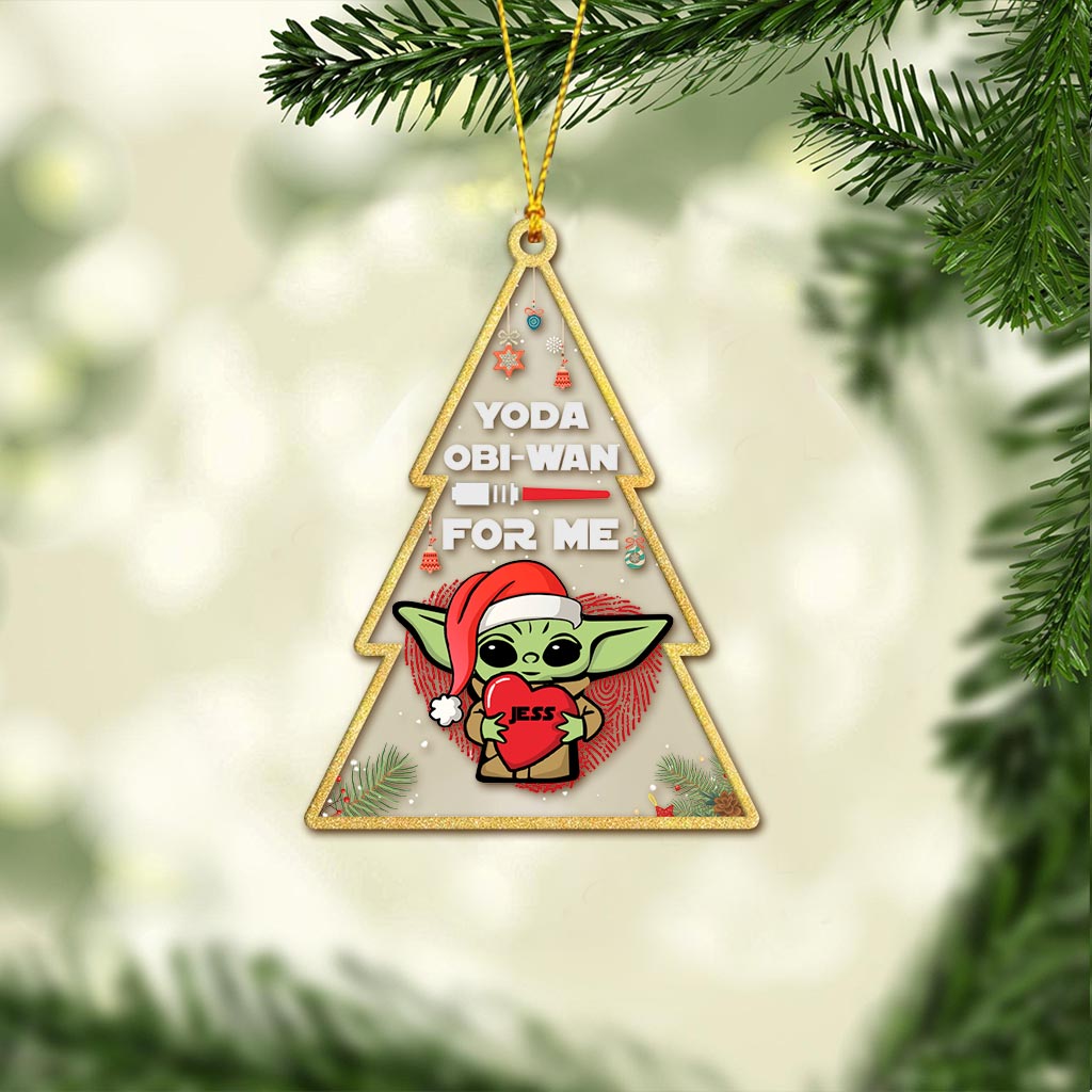 Personalized Yoda Obi-Wan Ornament Custom Name Gift for Christmas One-sided Ornament GradoCreations