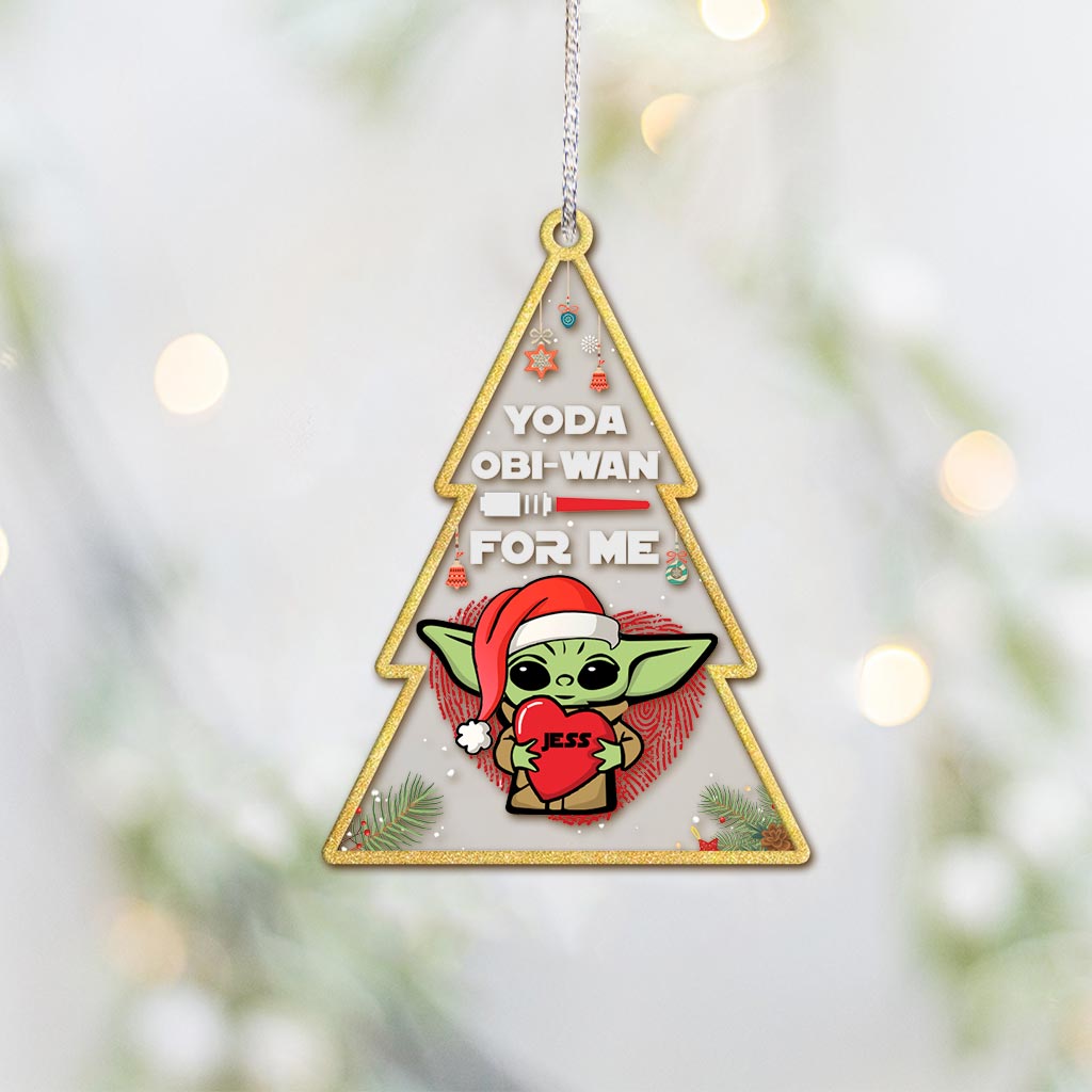Personalized Yoda Obi-Wan Ornament Custom Name Gift for Christmas One-sided Ornament GradoCreations