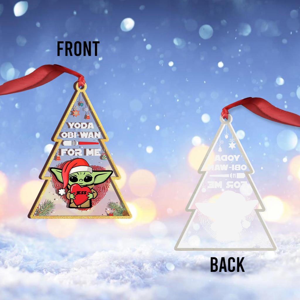 Personalized Yoda Obi-Wan Ornament Custom Name Gift for Christmas One-sided Ornament GradoCreations