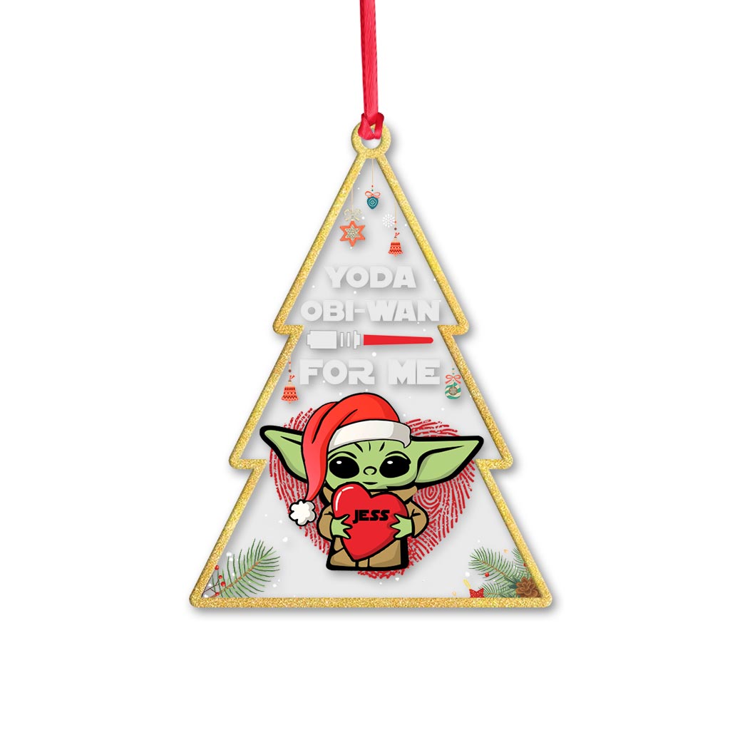 Personalized Yoda Obi-Wan Ornament Custom Name Gift for Christmas One-sided Ornament GradoCreations