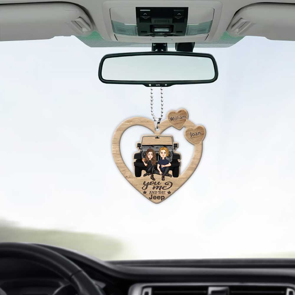 Personalized Couple Car Ornament Custom Name Heart Design Gift Car Ornament GradoCreations