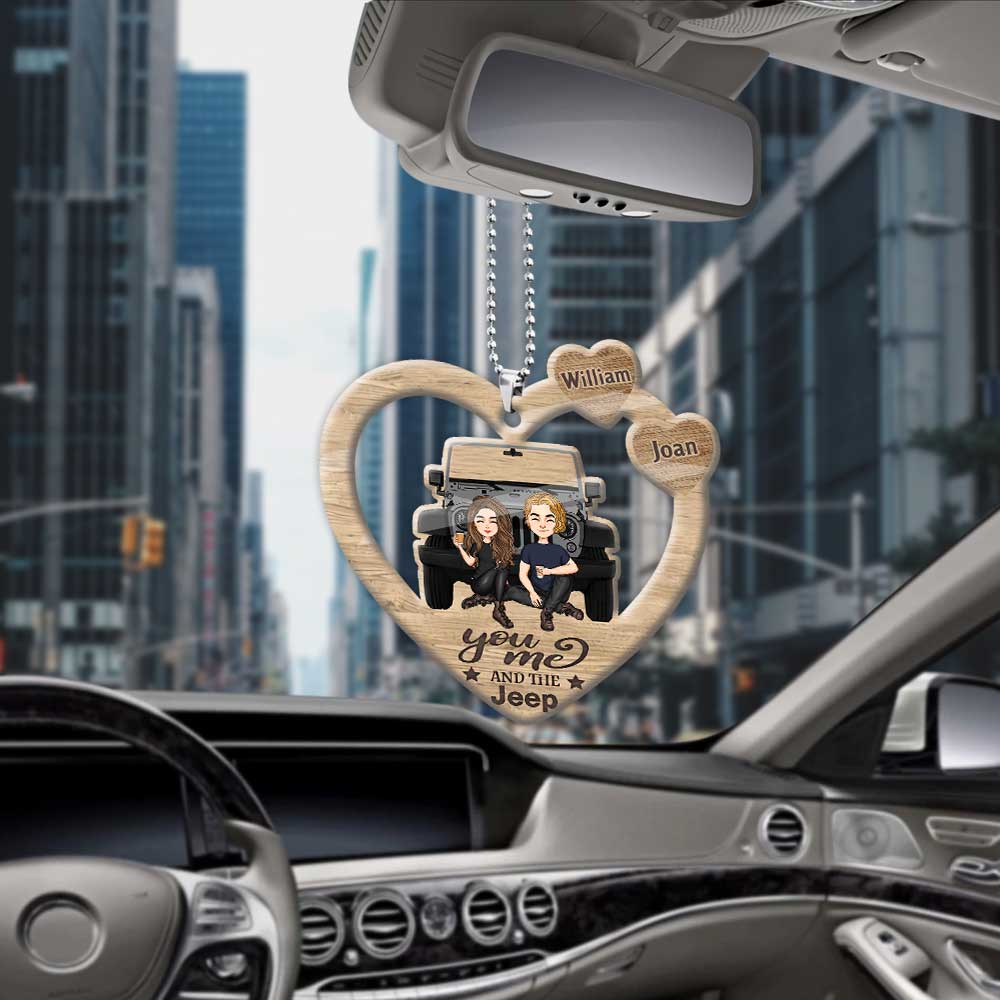 Personalized Couple Car Ornament Custom Name Heart Design Gift Car Ornament GradoCreations
