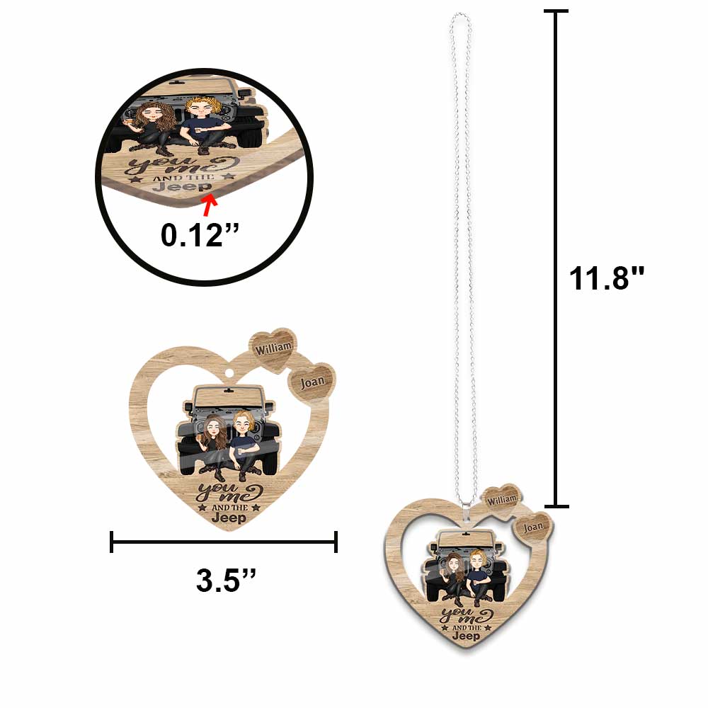 Personalized Couple Car Ornament Custom Name Heart Design Gift Car Ornament GradoCreations