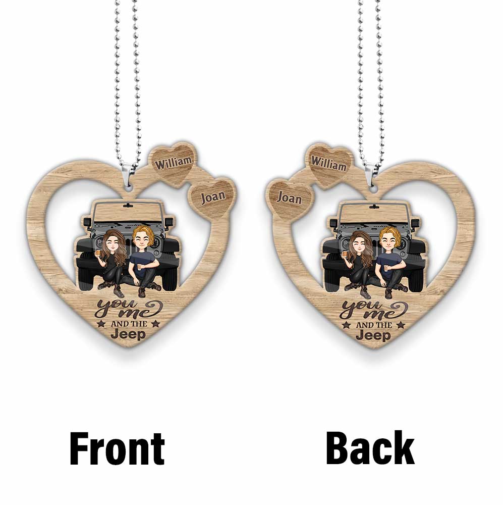 Personalized Couple Car Ornament Custom Name Heart Design Gift Car Ornament GradoCreations