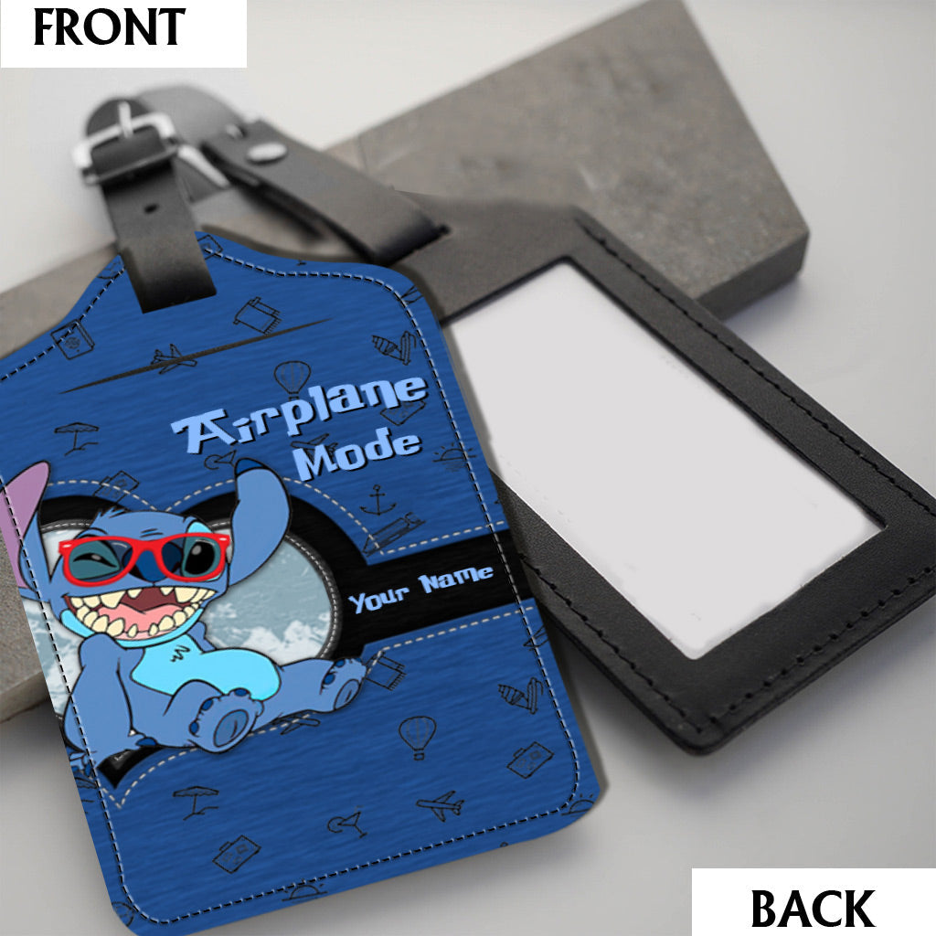 Personalized Airplane Mode Leather Luggage Tag Custom Name Gift for Traveler Leather Luggage Tag GradoCreations
