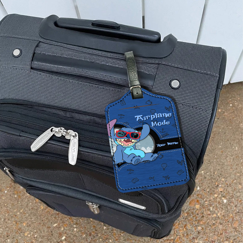 Personalized Airplane Mode Leather Luggage Tag Custom Name Gift for Traveler Leather Luggage Tag GradoCreations
