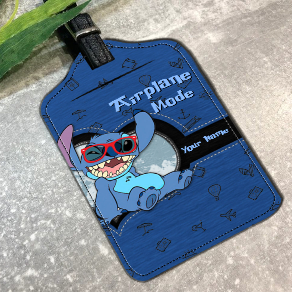Personalized Airplane Mode Leather Luggage Tag Custom Name Gift for Traveler Leather Luggage Tag GradoCreations